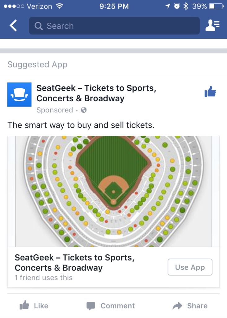 FB Ads - Seatgeek